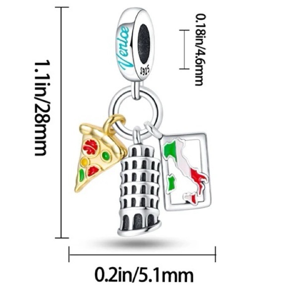 NWOT 🇮🇹 Italia Pisa Silver Pandora World Series Charm - Picture 3 of 13